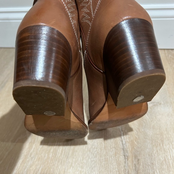 Steve Madden Leather Brown Heeled Boots Western Boho Winter Women's Size 7 - Picture 5 of 9